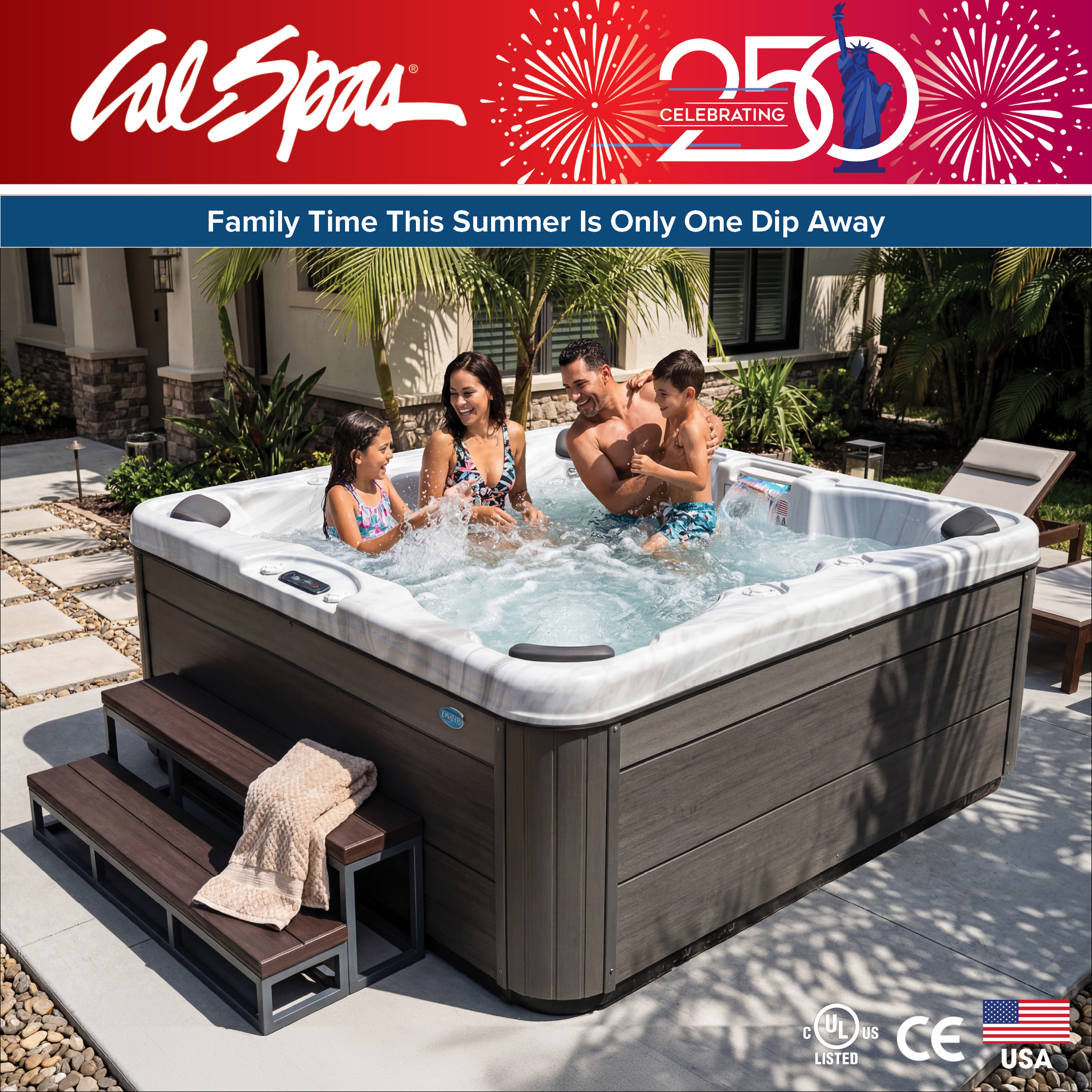 Calspas hot tub being used in a family setting - Sunnyvale